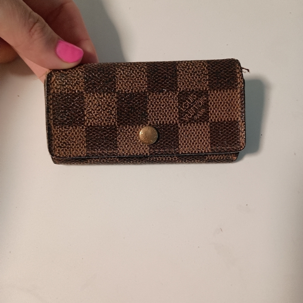 LOUIS VUITTON Damier Ebene Key Rings Holder Hooks Browns
